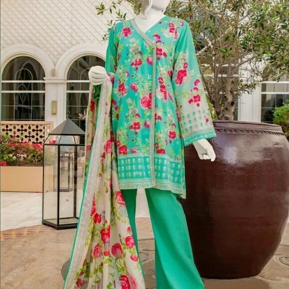 JUNAID JAMSHED PAKISTANI DESIGNER SEMI FORMAL DRESS 3 PIECE - Picture 4 of 6